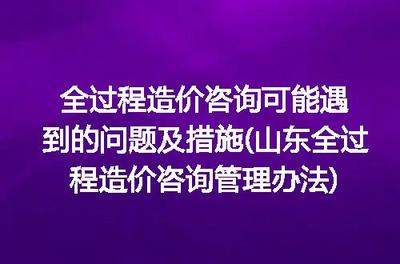 山東全過程造價咨詢管理辦法視角下 全過程造價咨詢常見問題與應對措施